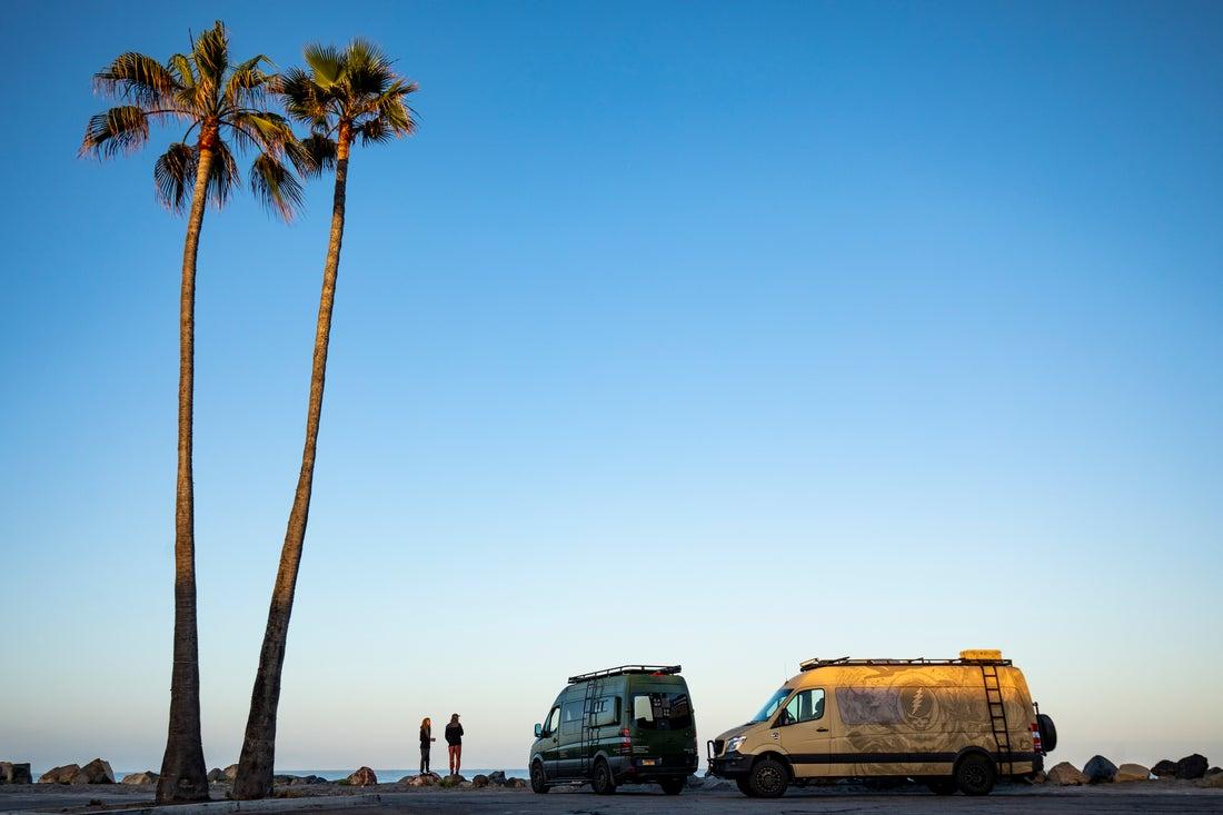 Two RVs on beach