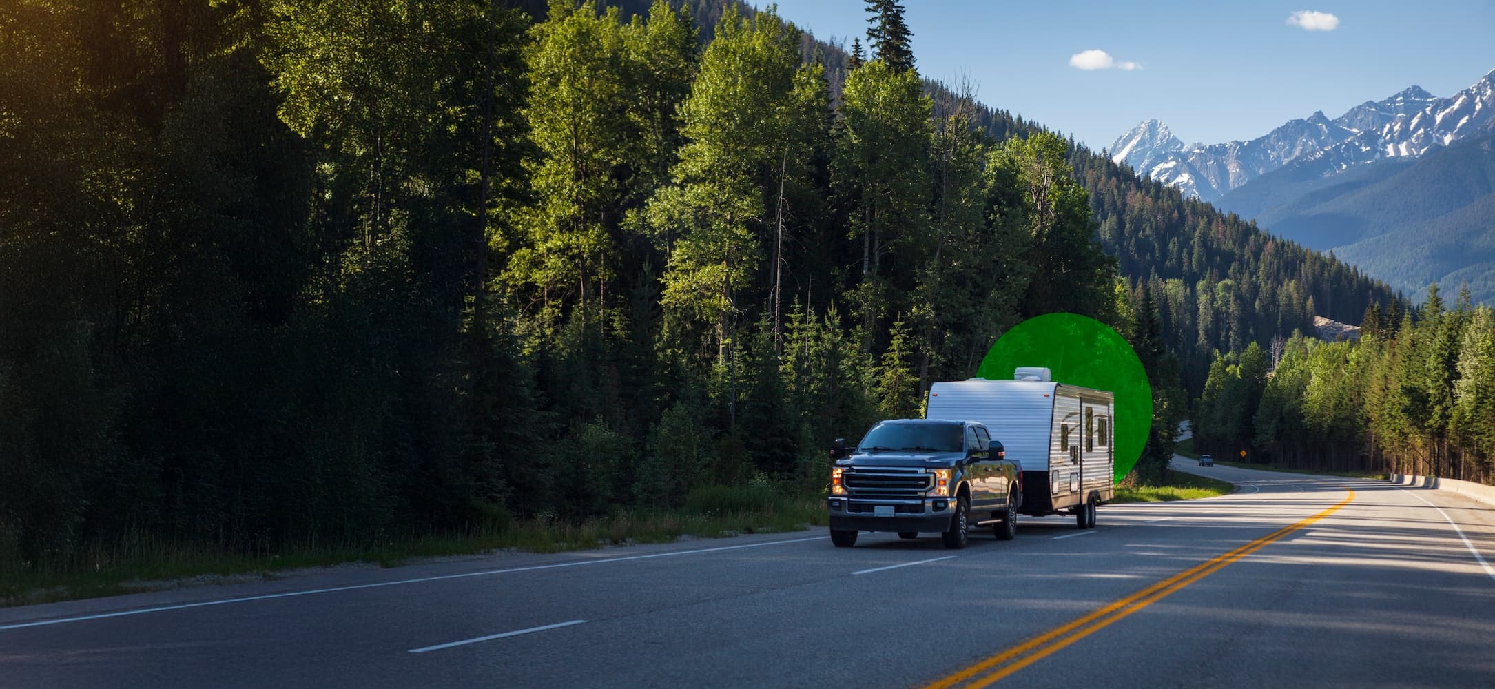 RV parked in scenic mountain location